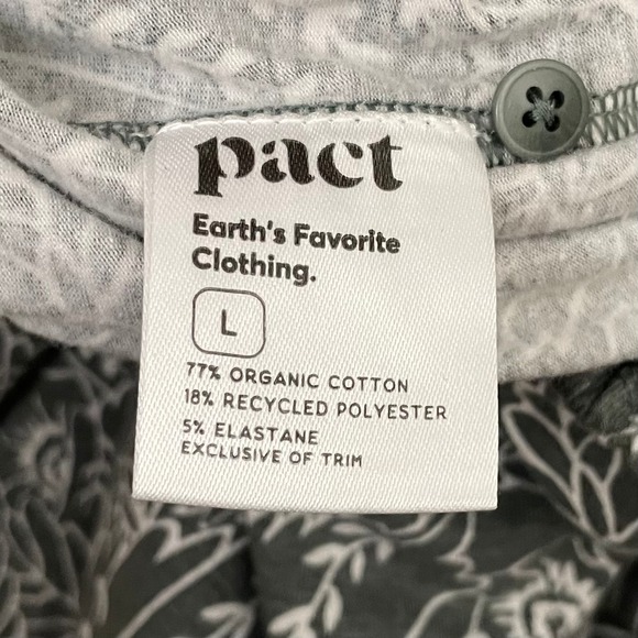 Pact Jumpsuit Womens Large Green Floral Jersey Knit Organic Cotton Straight Leg - Picture 11 of 12